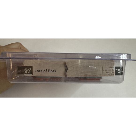 Stampin Up LOTS OF BOTS Wood Stamp Set of 5 Robots Happy Birthday Get Well Soon - Picture 2 of 4